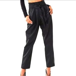 F21 Paper Bag Waist faux Leather Pants